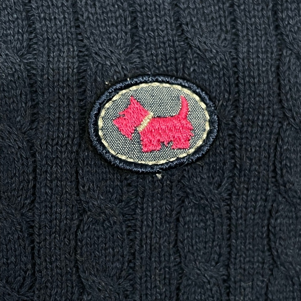 Ferrini Girl Navy Cable Knit Cardigan with Pink and Yellow Strip Accents Size 10 - Picture 4 of 6